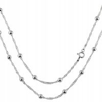 ŁAŃCUSZEK NASZYJNIK DAMSKI SREBRNY PRÓBA 925 SINGAPUR Z KULECZKAMI 45 CM