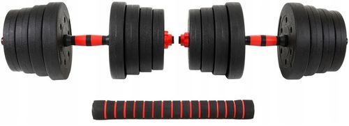 Hantle 30kg 2x15kg bitumiczne regulowane ZESTAW 16 talerzy + sztanga na Arena.pl