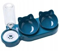 Miska Podwójna Zestaw dla Psa Kota na Karmę z Dozownikiem do Wody Bidon