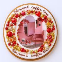 CIASTKO LUKROWANE BLOSSOME CAFE PINK ROZ.L KOŁO RĘCZNIE ROBIONE