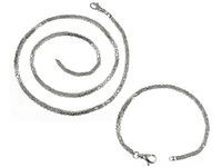 ELEGANCKI SREBRNY KOMPLET ŁAŃCUCH BIZANTYJSKI 3MM KRÓLEWSKI 20CM 55CM