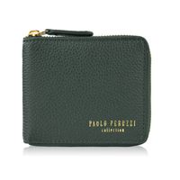 portfel damski skórzany mały ciemnozielony w orientacji poziomej z rfid