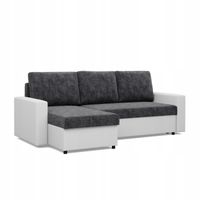 NAROŻNIK LUNA CIEMNY SZARY BIAŁY Rogówka KANAPA Rozkładana Funkcja Spania