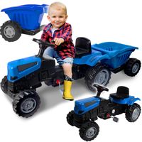 Duży Traktor Jeździk Z Przyczepką Traktorek Pedały XXL Niebieski