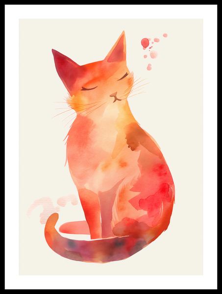 Plakat 39,5x55cm Akwarelowy Kot zdjęcie 3