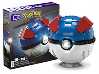 KLOCKI MEGA POKEMON DUŻY ZESTAW JUMBO GREAT BALL ZE ŚWIATŁEM POKEBALL 300EL