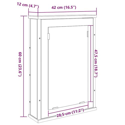 Szafka z lustrem do łazienki Z lustrem Brązowy 42 x 12 x 60 cm na Arena.pl