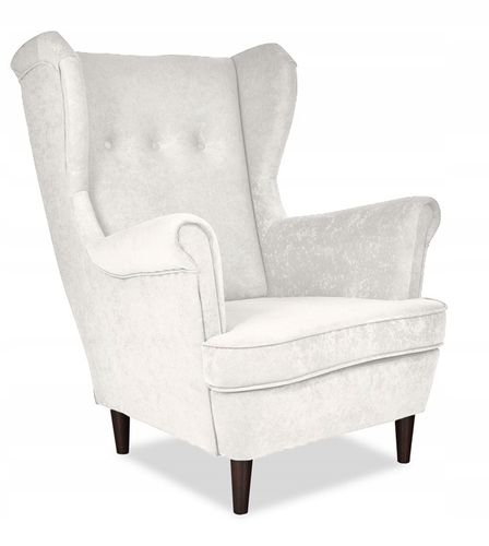 Fotel uszak ARI z podnóżkiem skandynawski biały brudny na Arena.pl