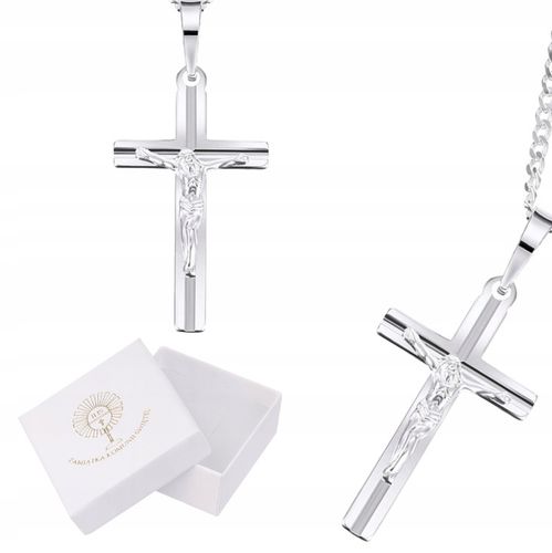 SREBRNY Łańcuszek komunijny chrzest Medalik Krzyżyk krzyż Komunia 925 na Arena.pl