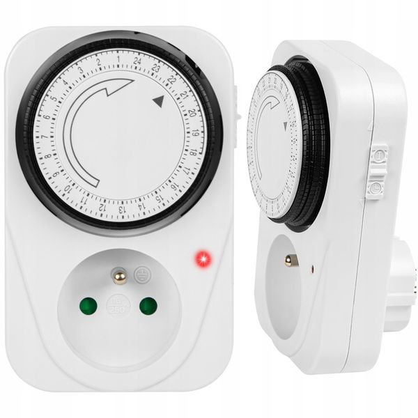 PROGRAMATOR CZASOWY ANALOGOWY TIMER WŁĄCZNIK DO GNIAZDKA 24H 3500W zdjęcie 1