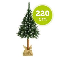 CHOINKA ŚWIĄTECZNA 220 CM NA PNIU SOSNA PREMIUM GĘSTA OŚNIEŻONA