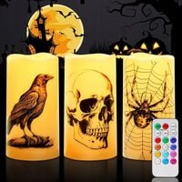 Świece LED Na Baterie Halloween Świece LED Z Pilotem Zestaw 3szt