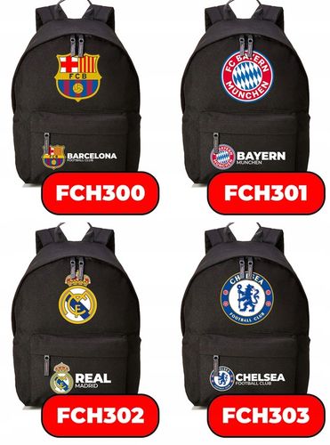Plecak Szkolny Czarny REAL MADRID Kluby Piłkarskie Piłkarze Sportowe Wzory na Arena.pl