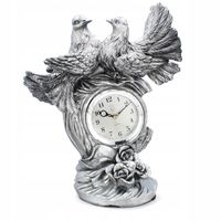 LIVELLO Zegar Kominkowy Stojący Ceramiczny Retro Srebrny 32 cm Duży GOŁĘBIE
