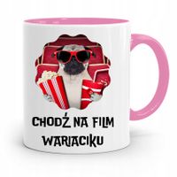 Kubek Różowy Śmieszny Zabawny Chodź Na Film Wariat Z Nadrukiem Ze Zdjęciem