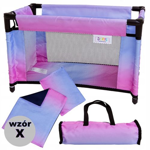 Łóżeczko dla lalek turystyczne kojec + TORBA POŚĆIEL ZESTAW 52 cm Doris na Arena.pl