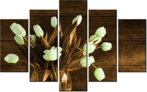 70 100CM OBRAZ 5 ELEM KONTRASTOWY BUKIET DRUK PŁÓTNO na Arena.pl