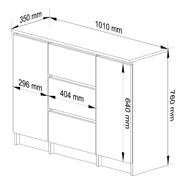Komoda 101 cm pojemna 2 drzwi 3 szuflady 4 półki - biała zdjęcie 3