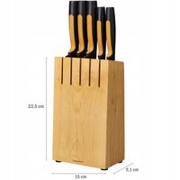 FISKARS ZESTAW KOMPLET 5 NOŻY SZEFA W BLOKU drewnianym łącznie 6 EL