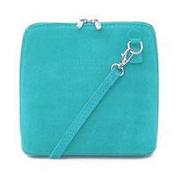 VERA PELLE torebka damska zamszowa listonoszka z paskiem V452 turkusowa