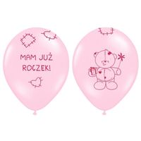 balon 30cm 5 szt miś różowy mam już roczek pink