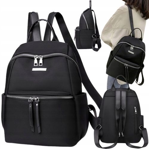 PLECAK DAMSKI CZARNY PLECACZEK POJEMNY Srebrny Zamek A4 dla Kobiety Kobiecy na Arena.pl