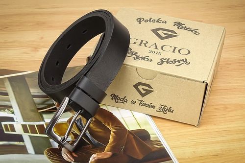 PASEK MĘSKI SKÓRZANY GRACIO DO SPODNI SKÓRA DŁUGOŚĆ PASKA 150 CM PREZENT na Arena.pl