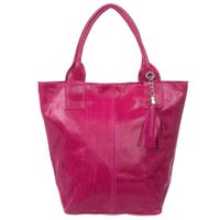 VERA PELLE torebka damska skórzana shopper lakierowana na ramię V588 fuksja
