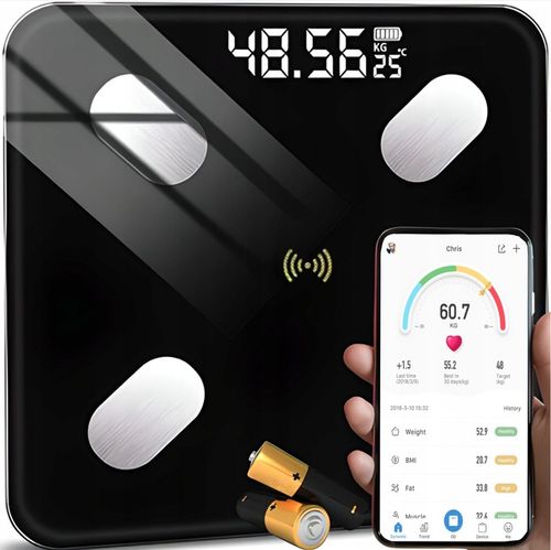 WAGA ŁAZIENKOWA ANALITYCZNA SZKLANA APLIKACJA BMI POMIAR TŁUSZCZU na Arena.pl