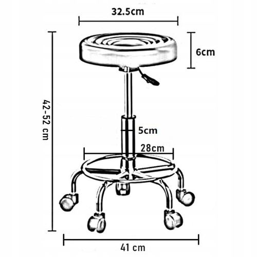 TABORET KRZESŁO STOŁEK Z KÓŁKAMI RONI CZARNY PODSTAWA CHROM SKÓRA PU na Arena.pl