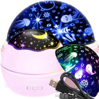 LAMPKA NOCNA PROJEKTOR GWIAZD RYBEK RZUTNIK NIEBA 2W1 RÓŻOWA DLA DZIECKA