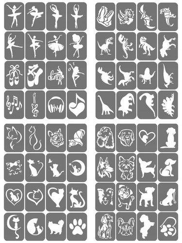 Szablony do tatuaży brokatowych, Tatuaże brokatowe - mix 50 sztuk na Arena.pl