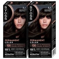 Syoss Farba do Włosów Trwała Permanent Color 3-1 Ciemny brąz 2 szt.