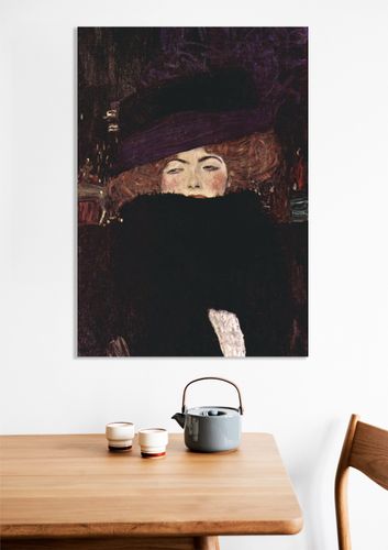 Obraz 70x100cm Lady with Hat and Feather Boa, Klimt Vintage na Arena.pl
