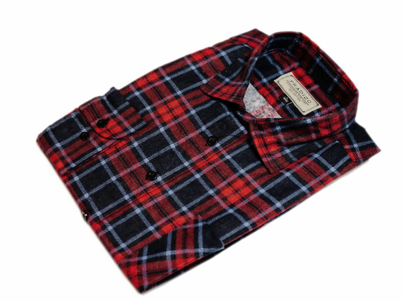 Męska koszula flanelowa w czerwono-niebieską kratę 47/48 - 3XL/4XL zdjęcie 3