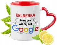 Kubek Dla Kelnerki Czerwony Z Uszkiem W Kształcie Serca Na Prezent