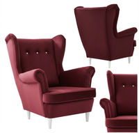 Fotel uszak skandynawski bordowy burgund biskupi fioletowy Ari Family Meble