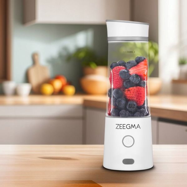 BLENDER BEZPRZEWODOWY KIELICHOWY 450ml 300W BIAŁY zabierz ze sobą! Zeegma zdjęcie 2