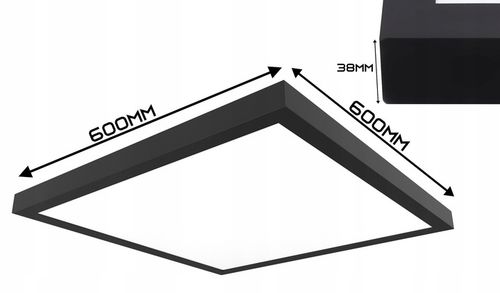 Panel LED natynkowy 60W czarny 60x60cm Plafon lampa sufitowa kwadrat na Arena.pl