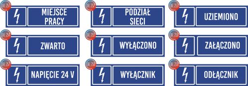 Tabliczka informacyjna - Napięcie 500V grawer piktogram 20x6 cm dużo wzorów na Arena.pl