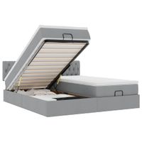 Rama łóżka otomana z materacami, szara, 180x200 cm, tkanina