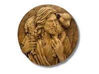 Płaskorzeźba Jezus z Barankiem Drewniana Prezent Chrzest Komunia Ślub 25