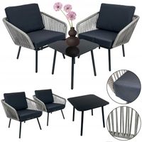 KOMPLET MEBLI OGRODOWYCH NA BALKON TARAS DO OGRODU VENEZIA 2 OS. SZARY