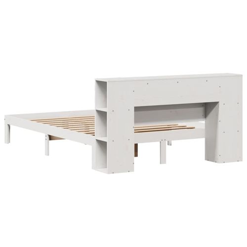 Łóżko z regałem, bez materaca, białe, 120x200 cm, sosnowe na Arena.pl