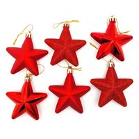 BOMBKI CHOINKOWE CZERWONE OZDOBY ŚWIĄTECZNE GWIAZDKI 8 cm KOMPLET 6 sztuk