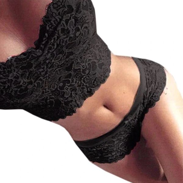 Bielizna Koronkowa, Komplet Dwuczęściowy, Top S/M (094) Czarny zdjęcie 1