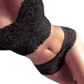 Bielizna Koronkowa, Komplet Dwuczęściowy, Top S/M (094) Czarny