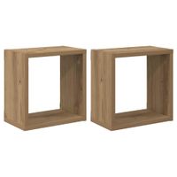 Półki ścienne z półką 2 pcs dąb artisan 26 x 15 x 26 cm