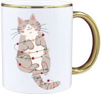 KUBEK PREMIUM PREZENT ŚWIĄTECZNY BOŻE NARODZENIE MIKOŁAJKI BIAŁO-ZŁOTY