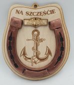 pamiątka znad morza podkowa na szczęście  na sklejce  14 x 12,5 cm